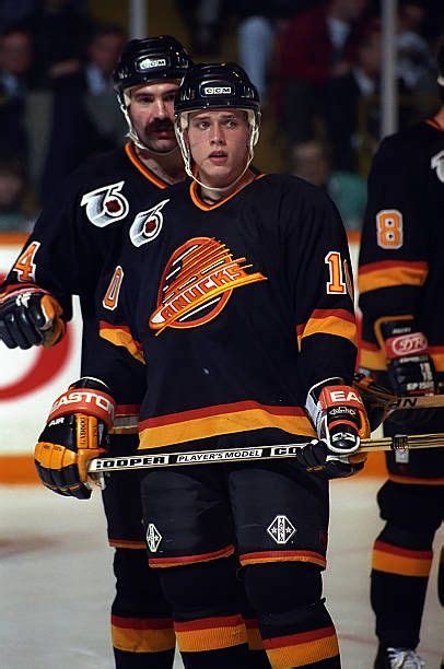 Pavel Bure of the Vancouver Canucks prepares for the faceoff against the Toronto Maple Leafs ...