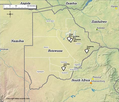 Botswana Diamond Mines Map