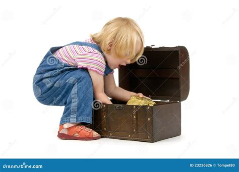 Girl with a treasure chest stock photo. Image of isolated - 23236826