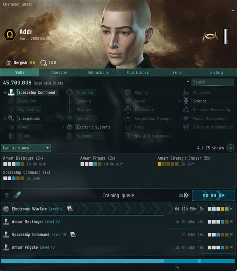 EVE Online - Skill level complete - A new character sheet for EVE Online