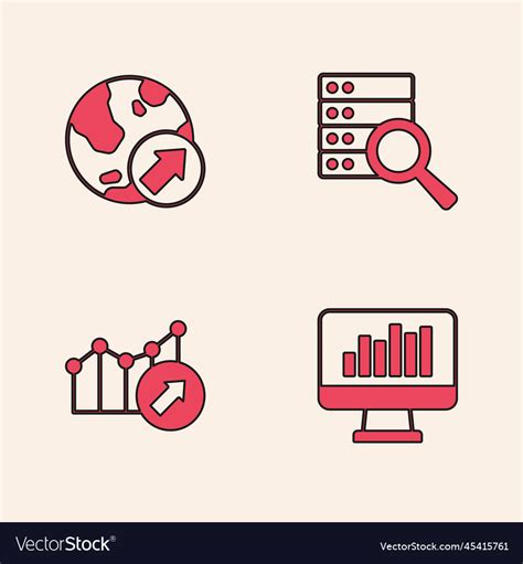 Set monitor with graph chart financial growth Vector Image