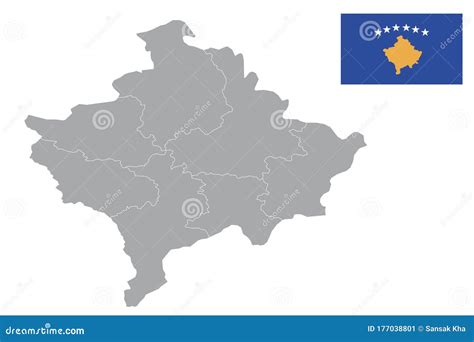 Kosovo map with flag. stock vector. Illustration of background - 177038801