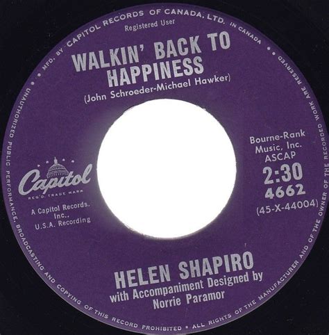 Walkin' Back To Happiness by Helen Shapiro - 1961 Hit Song - Vancouver ...