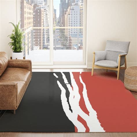 Abstract Line Art Black White Red Area Rug by alternative-rox on DeviantArt