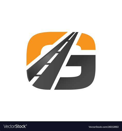 G letter road construction logo design Royalty Free Vector