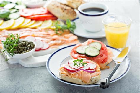 Bagels and lox platter 15750878 Stock Photo at Vecteezy