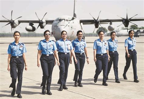 Indian Air Force’s women officers during a media interaction, on the ...