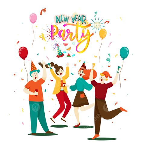 New Year Party Clipart PNG Images, Happy New Year Balloon Party, Ballon Party, 2021, Trendy PNG ...