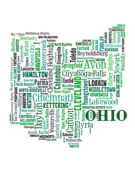 Ohio Map Art Ohio Art Print Ohio State Map Ohio Typography | Etsy