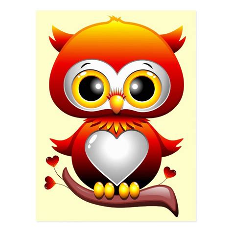 Baby Owl Love Heart Cartoon Postcard | Zazzle.com in 2021 | Owl cartoon, Baby owls, Owl painting