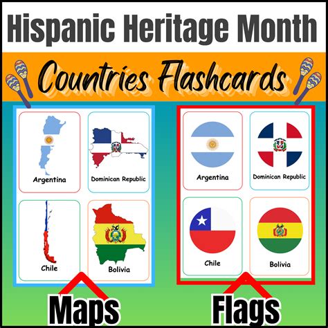 Hispanic Countries flags & Maps Flashcards | Made By Teachers