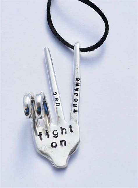 FIGHT ON Trojans USC Ornament Peace Sign // Hand Stamped (With images) | Peace sign hand, Peace ...