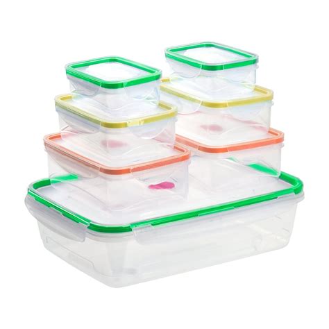 14 Pcs Plastic Food Storage Containers Set With Vents & Air Tight ...