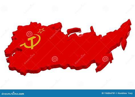 Soviet Union, USSR, Map with Flag Stock Vector - Illustration of ...