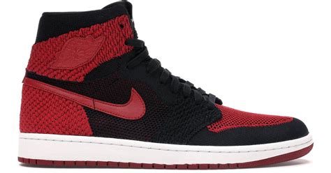 Nike Leather 1 Retro High Flyknit Bred in Black for Men - Lyst