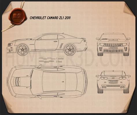 Chevrolet Camaro ZL1 2011 Blueprint - Hum3D