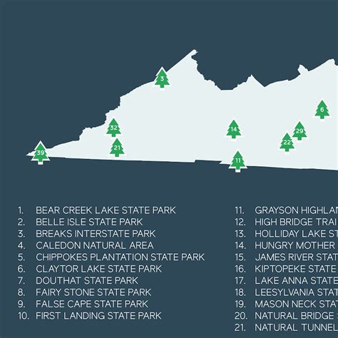 Virginia State Parks Map Printable 16×20 Gift For Etsy | Virginia Map