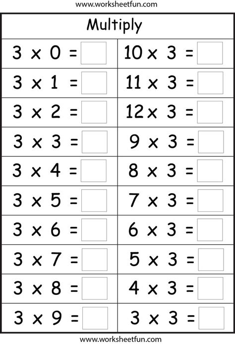 free printable multiplication worksheets wonkywonderful - multiplication worksheets 3s ...