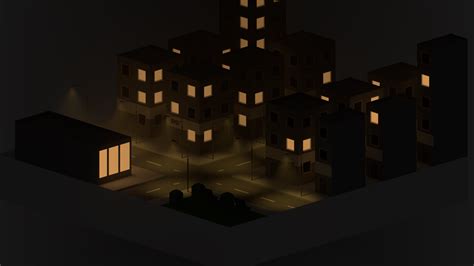 My first try at a low poly city at night. [Critique] : r/blender