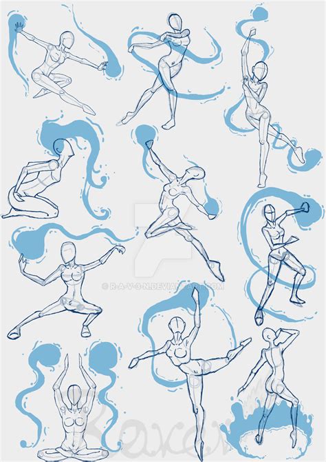 Practice Sketches 3 (WaterBender Poses) by R-a-v-3-n on DeviantArt