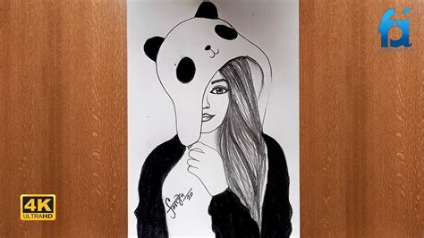 Panda Girl sketch {4K} || How to Draw Panda Girl - Cute Girl Drawing || stay home, stay safe ...