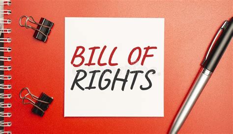 BILL of RIGHTS Sign on Sheet of Paper on the Red Notepad with Pen Stock ...