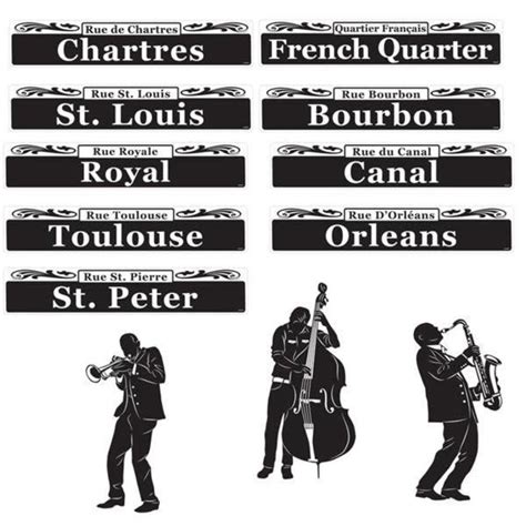 Mardi Gras Bourbon Street Cutouts Contains: 9 Street Signs, 24" 3 ...