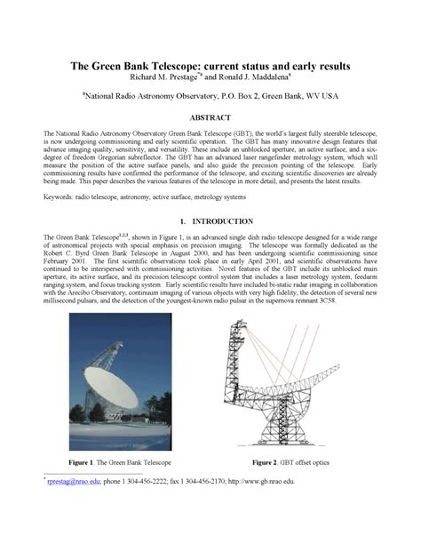 (PDF) The Green Bank Telescope: current status and early results