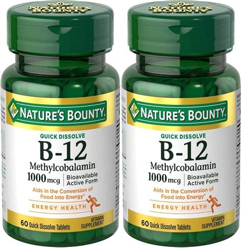 Natures Bounty Methylcobalamin B12 Microlozenge Tablets, 1000 mcg, 120 ...