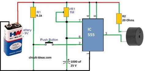 Adjustable Timer Circuit using 555 IC with Buzzer - Circuit Ideas for You