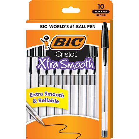 BIC Cristal Ballpoint Pens, Black, 10 Pack, 1.0 mm - Walmart.com