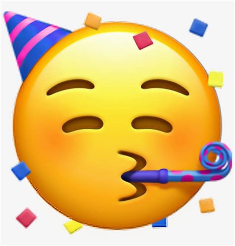 Face With Party Horn And Party Hat Emoji 🥳 Face - Party Face Emoji Apple PNG Image | Transparent ...