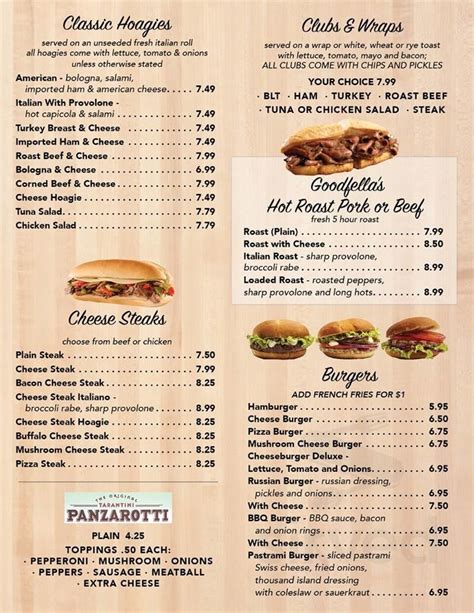 Goodfella's New York Italian Deli menu in Glassboro, New Jersey, USA