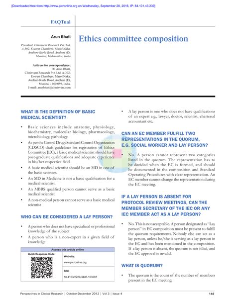 (PDF) Ethics committee composition