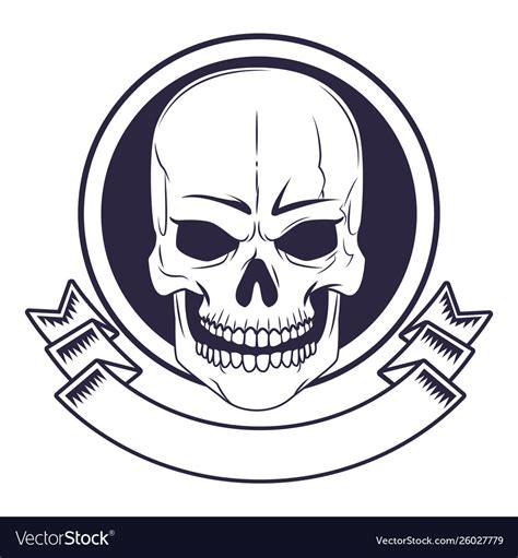 Skull head drawn tattoo icon Royalty Free Vector Image