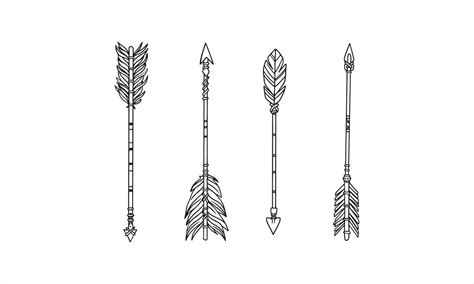 Set of traditional arrows hand drawn. Realistic illustration of vector ...