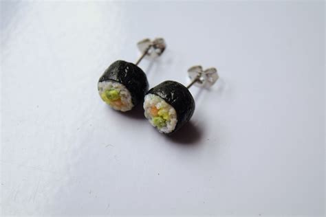Sushi Earrings Sushi Jewelry Food Earrings Japanese | Etsy | Food earrings studs, Food earrings ...