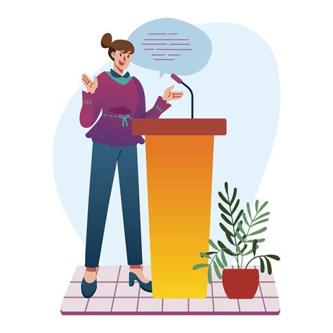 A Public Speaker Give a Speech Behind the Podium 4943964 Vector Art at ...