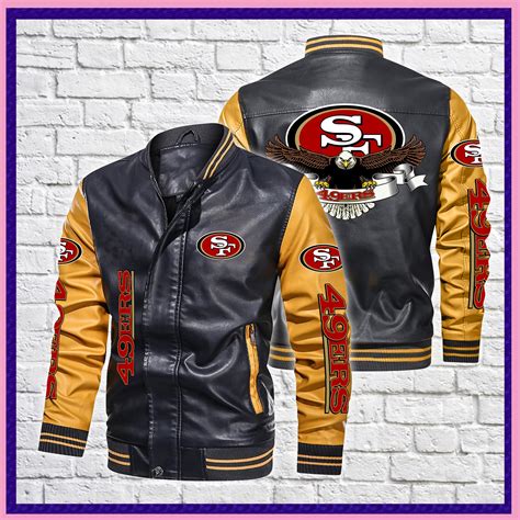 San Francisco 49ers NFL Leather Bomber Jacket Ravens 001 | Etsy