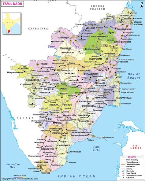 Tamil Nadu Map : State, District Information and Facts