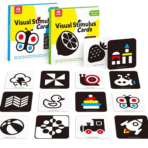 Buy Coogam High Contrast Flashcards for Baby, 50 Pcs Black and White Visual Stimulation Cards 0 ...