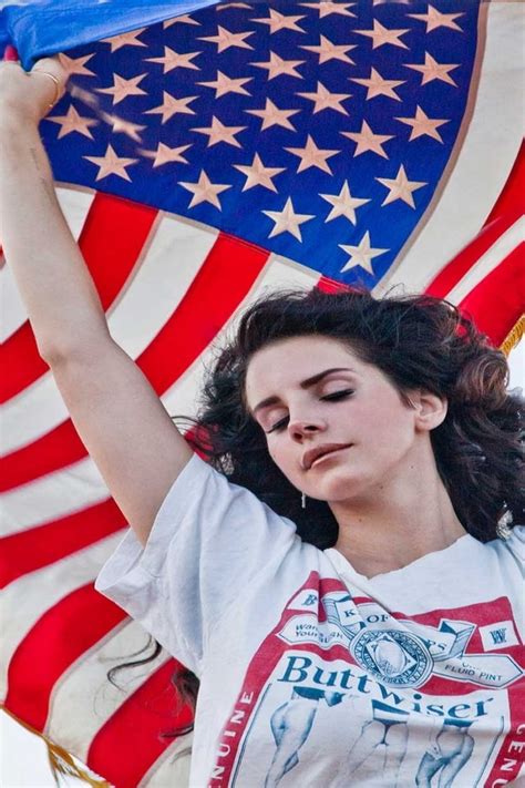 Lana Del Rey American Flag 640 x 960 iPhone 4 Wallpaper