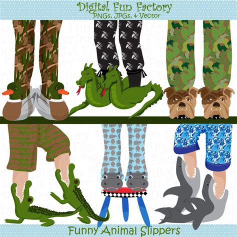 Animal Clip Art Slippers Animal Clip Art Funny | Etsy