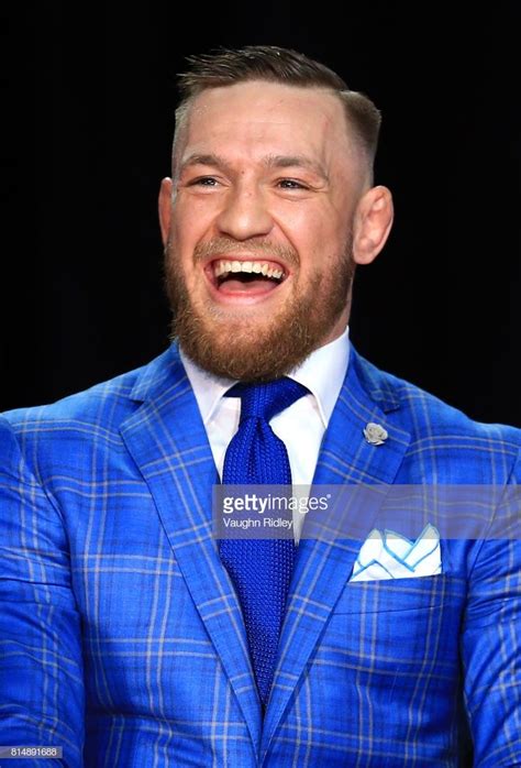 Conor McGregor laughs during the Floyd Mayweather Jr. v Conor McGregor ...