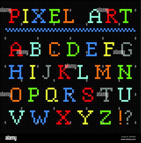 Pixel art color font. Vector set of letters Stock Vector Image & Art - Alamy