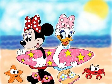 Minnie mouse & Daisy duck surfing - Artistically unique. - Drawings ...