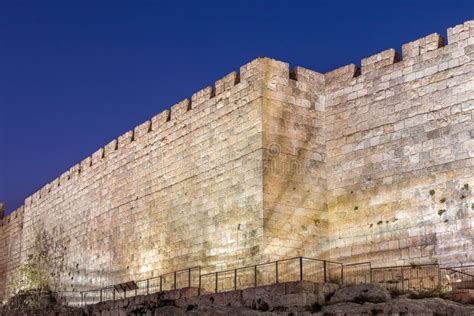 The Stone Walls of the Old City of Jerusalem at Night Stock Photo - Image of belief, israel ...