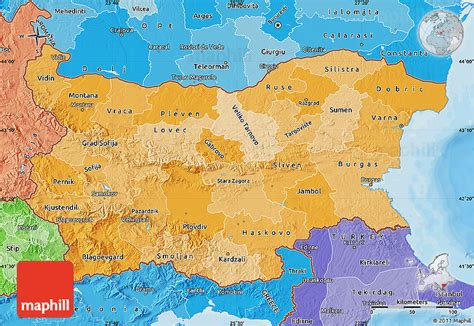 Political Shades Map of Bulgaria