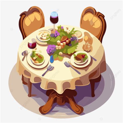 Setting The Table Vector, Sticker Clipart An Illustration Of A Table ...