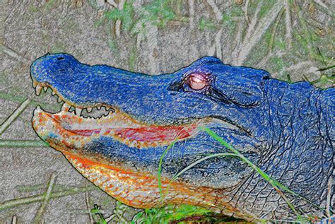 Blue Gator Painting by David Lee Thompson | Fine Art America